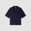 Textured shark collar shirt