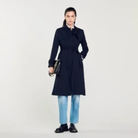 Trench coat with pleated inset Trench coat with pleated inset