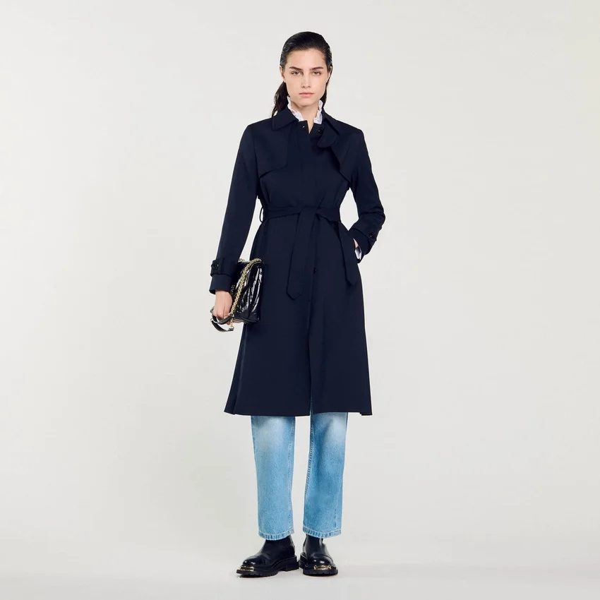 Trench coat with pleated inset Trench coat with pleated inset