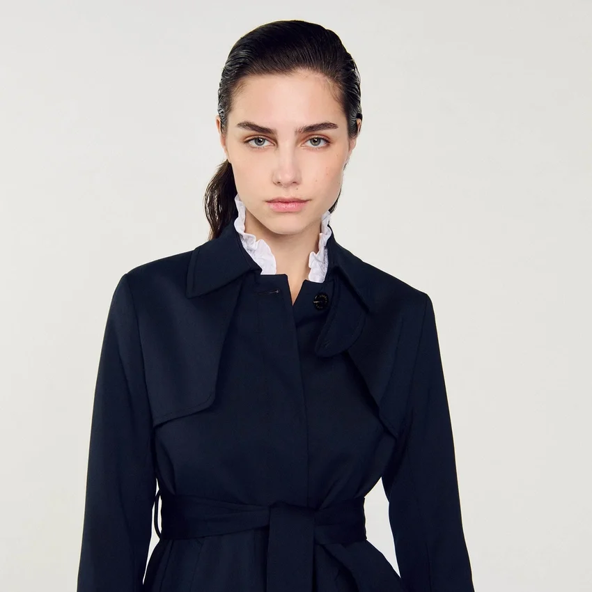 Trench coat with pleated inset Trench coat with pleated inset