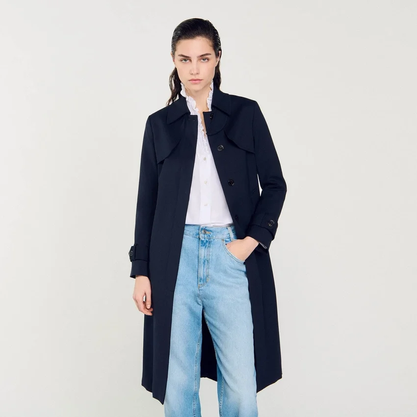 Trench coat with pleated inset Trench coat with pleated inset