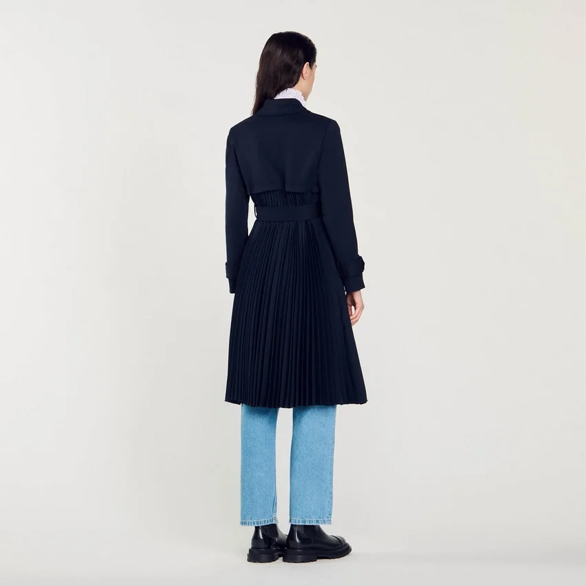 Trench coat with pleated inset Trench coat with pleated inset