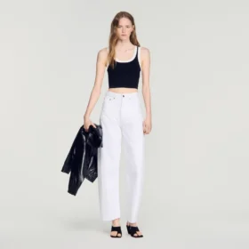 Two-tone cropped knit top