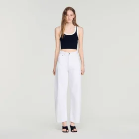 Two-tone cropped knit top