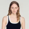 Two-tone cropped knit top