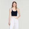 Two-tone cropped knit top