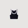 Two-tone cropped knit top
