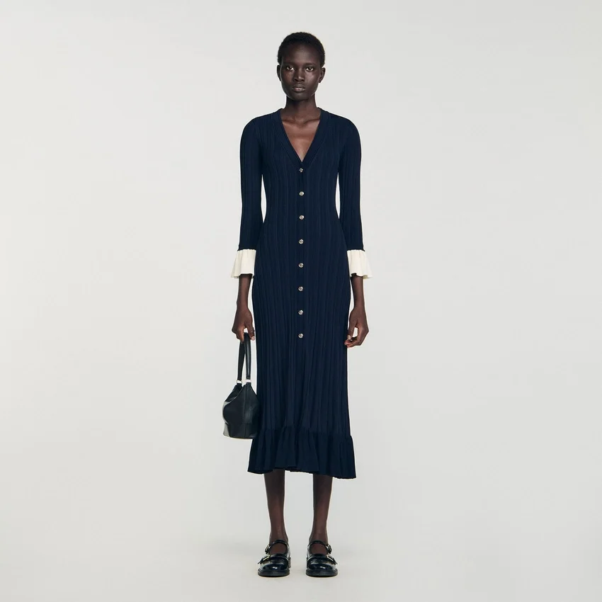 Two-tone knit midi dress Two-tone knit midi dress