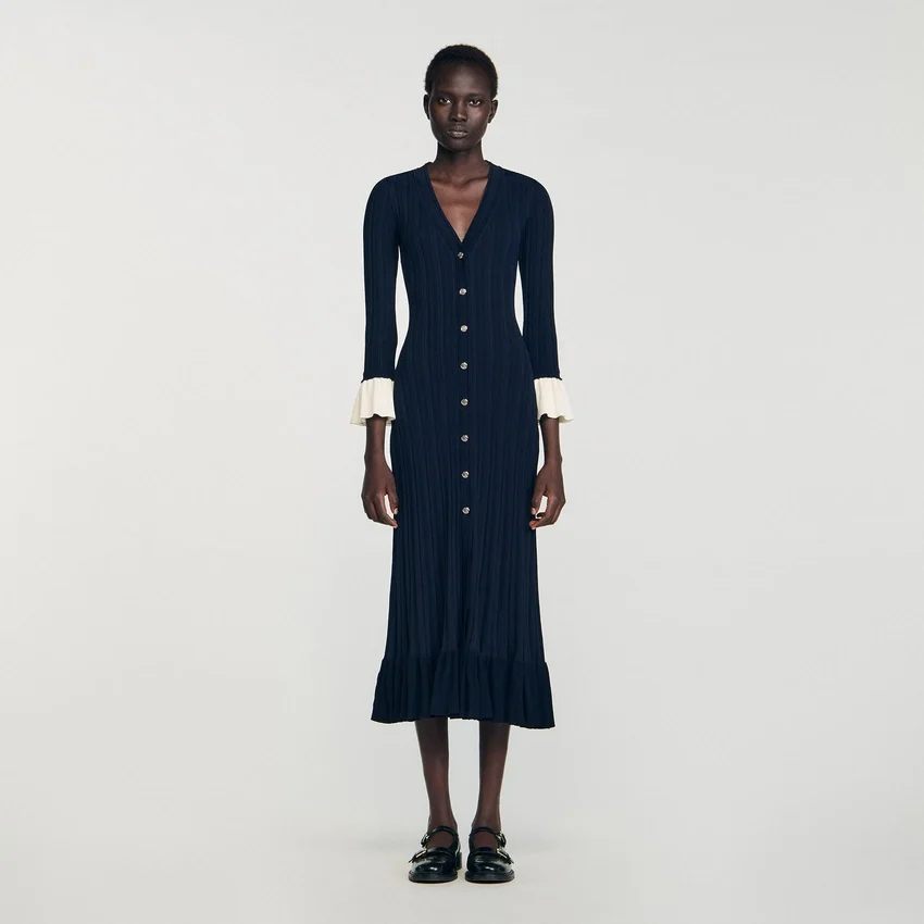 Two-tone knit midi dress Two-tone knit midi dress