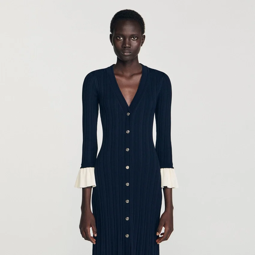 Two-tone knit midi dress Two-tone knit midi dress
