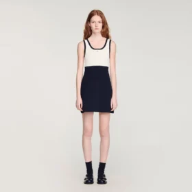Two-tone knit mini dress
