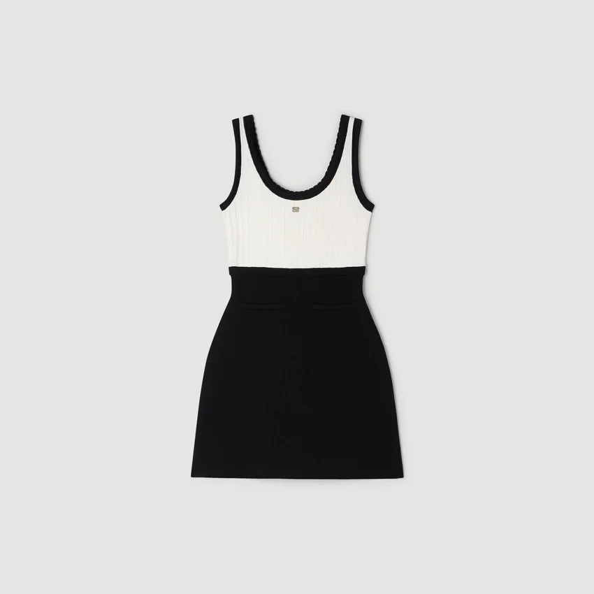 Two-tone knit mini dress Two-tone knit mini dress