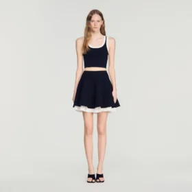 Two-tone knit skirt