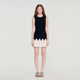 Two-tone mini knit dress