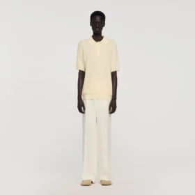 Waffle-texture cotton polo