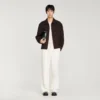 Waffled regular collar zip jacket Waffled regular collar zip jacket