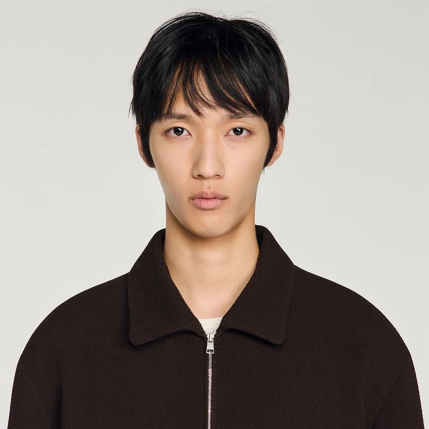 Waffled regular collar zip jacket Waffled regular collar zip jacket