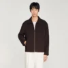 Waffled regular collar zip jacket Waffled regular collar zip jacket