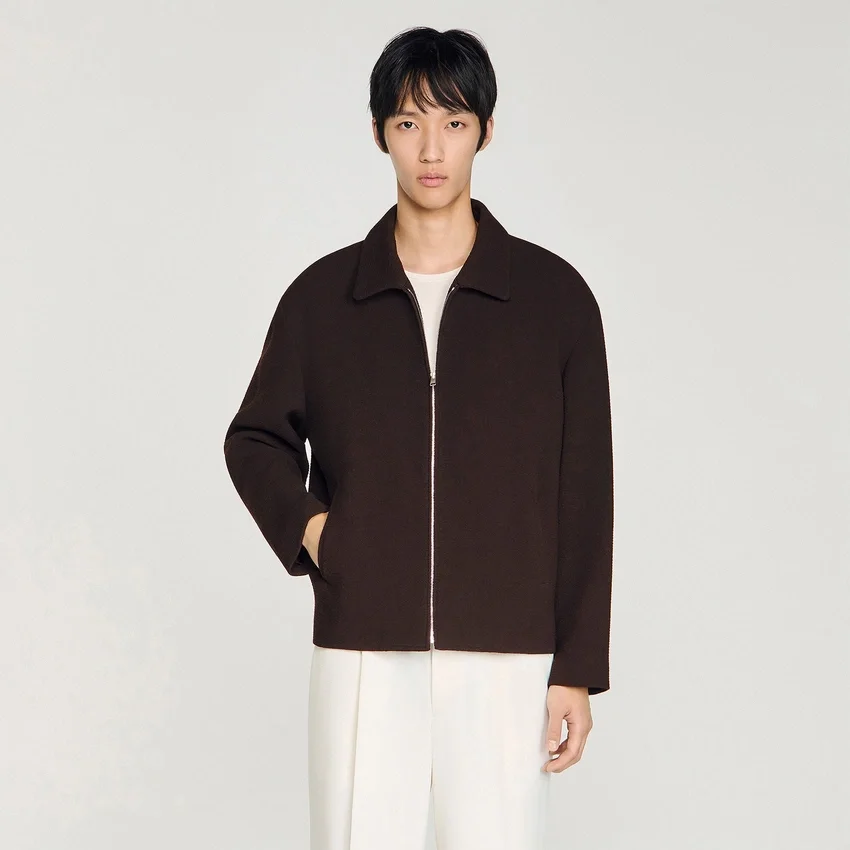 Waffled regular collar zip jacket Waffled regular collar zip jacket