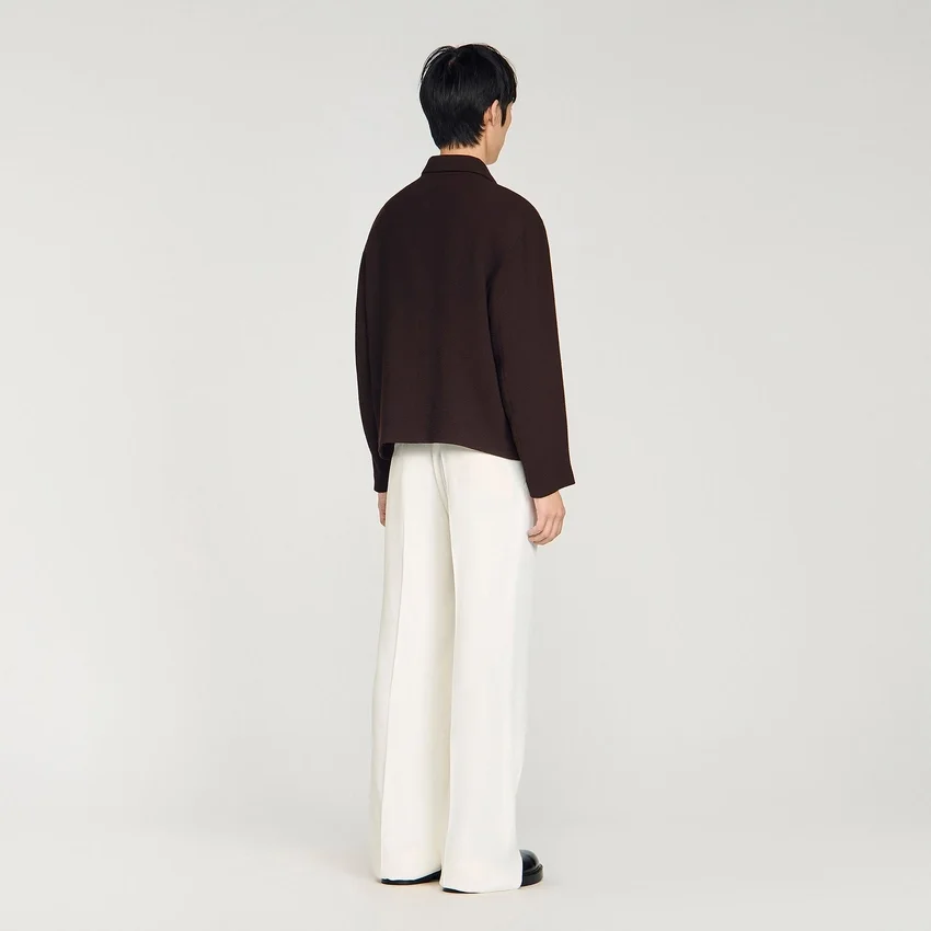Waffled regular collar zip jacket Waffled regular collar zip jacket