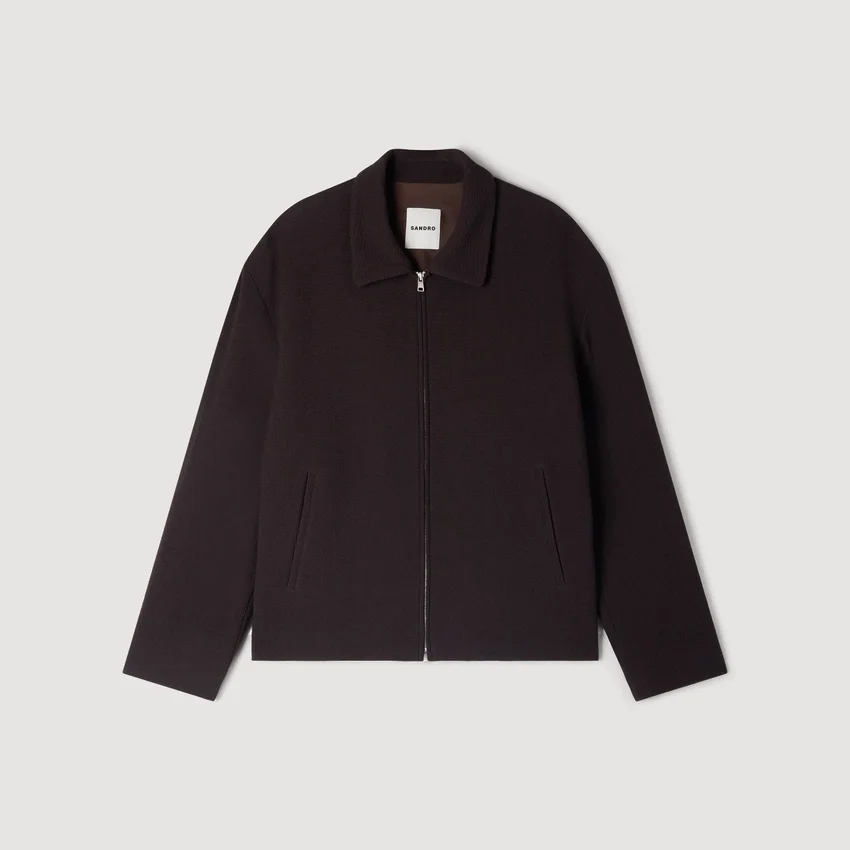 Waffled regular collar zip jacket Waffled regular collar zip jacket