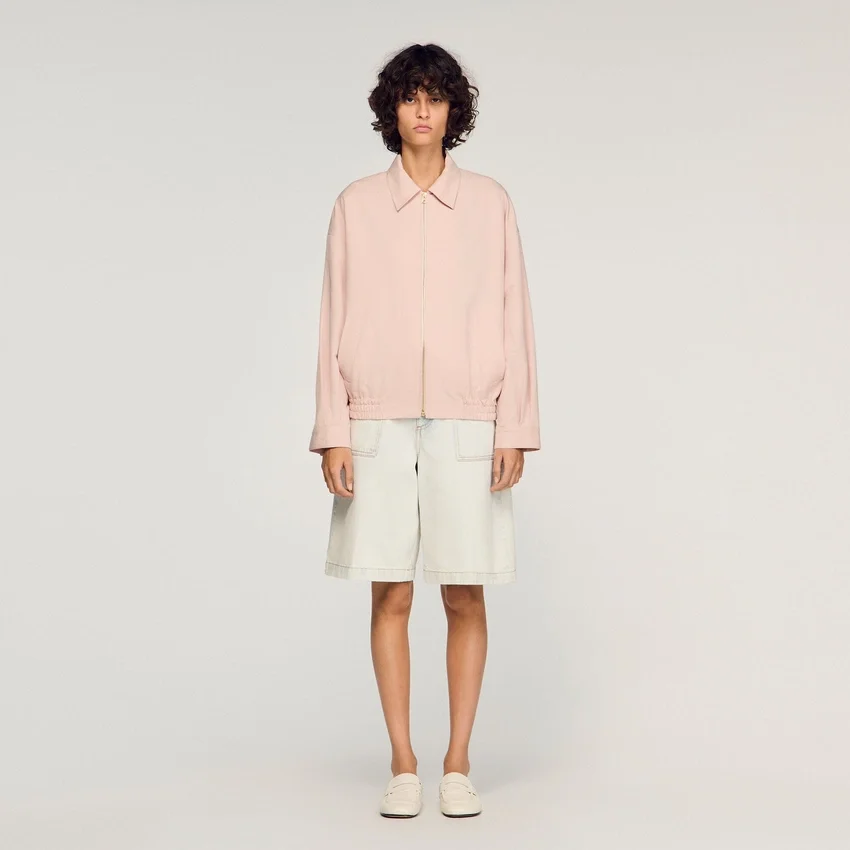 Wide cotton linen zip jacket Wide cotton linen zip jacket