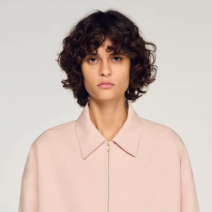 Wide cotton linen zip jacket Wide cotton linen zip jacket