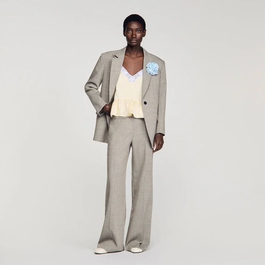 Wide-leg checked wool trousers Wide-leg checked wool trousers