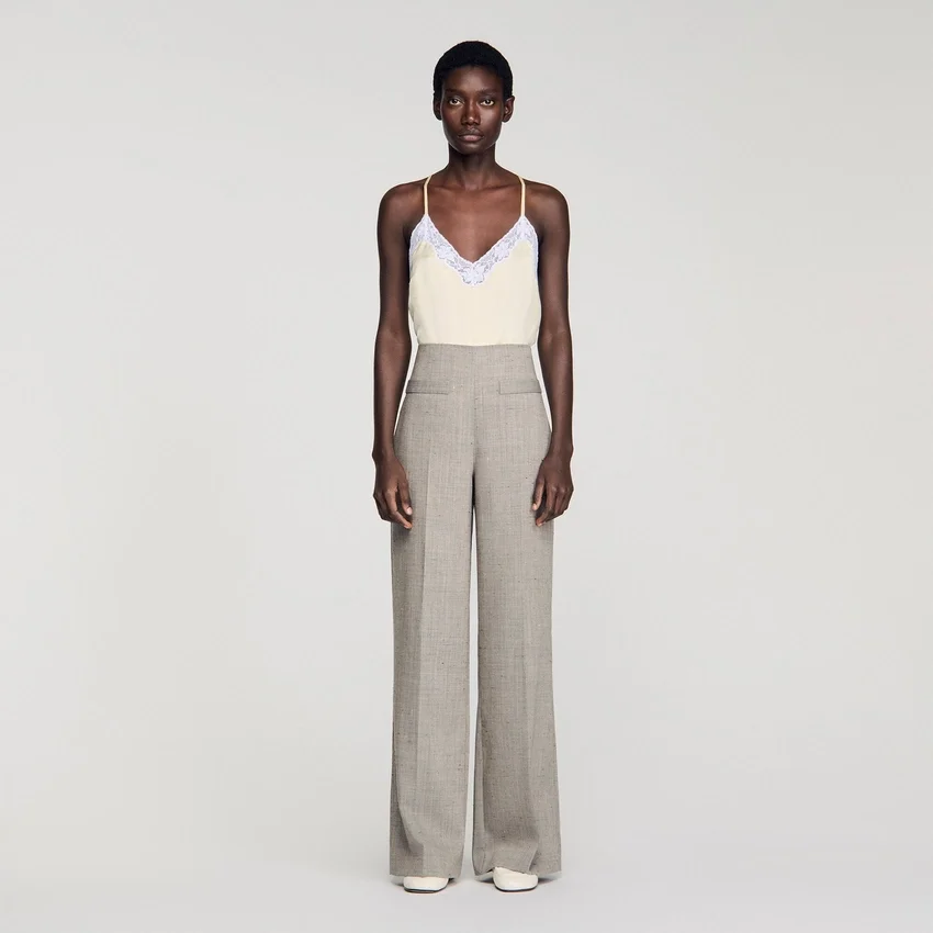 Wide-leg checked wool trousers Wide-leg checked wool trousers