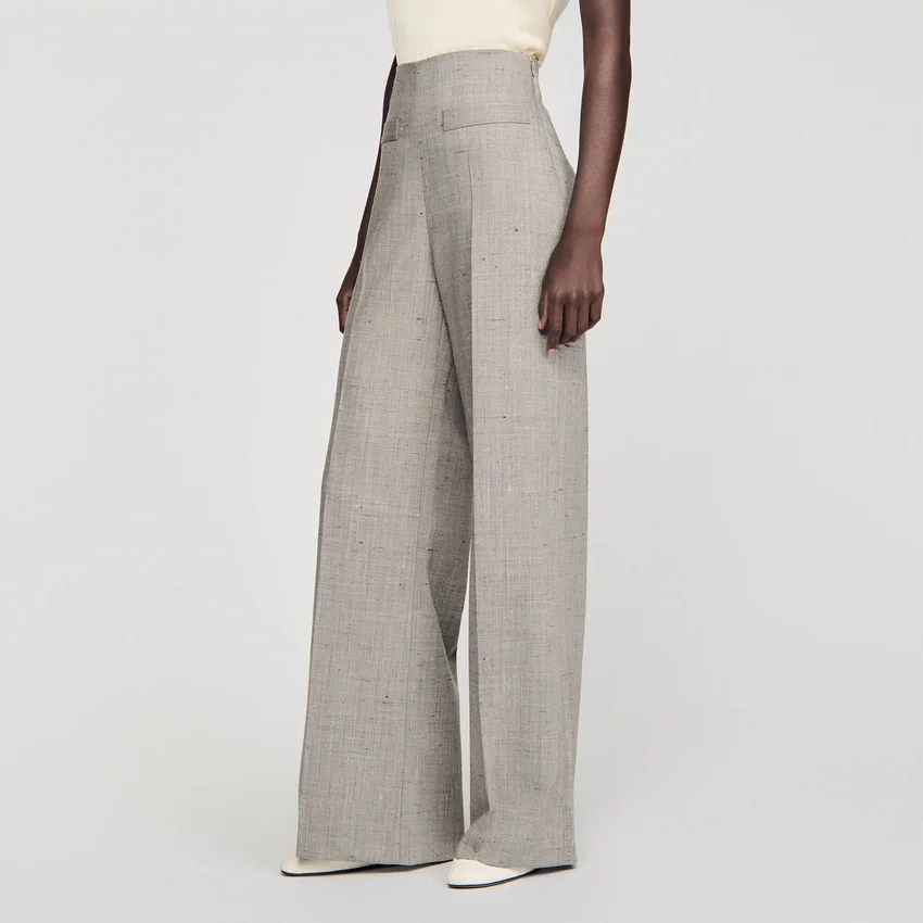 Wide-leg checked wool trousers Wide-leg checked wool trousers