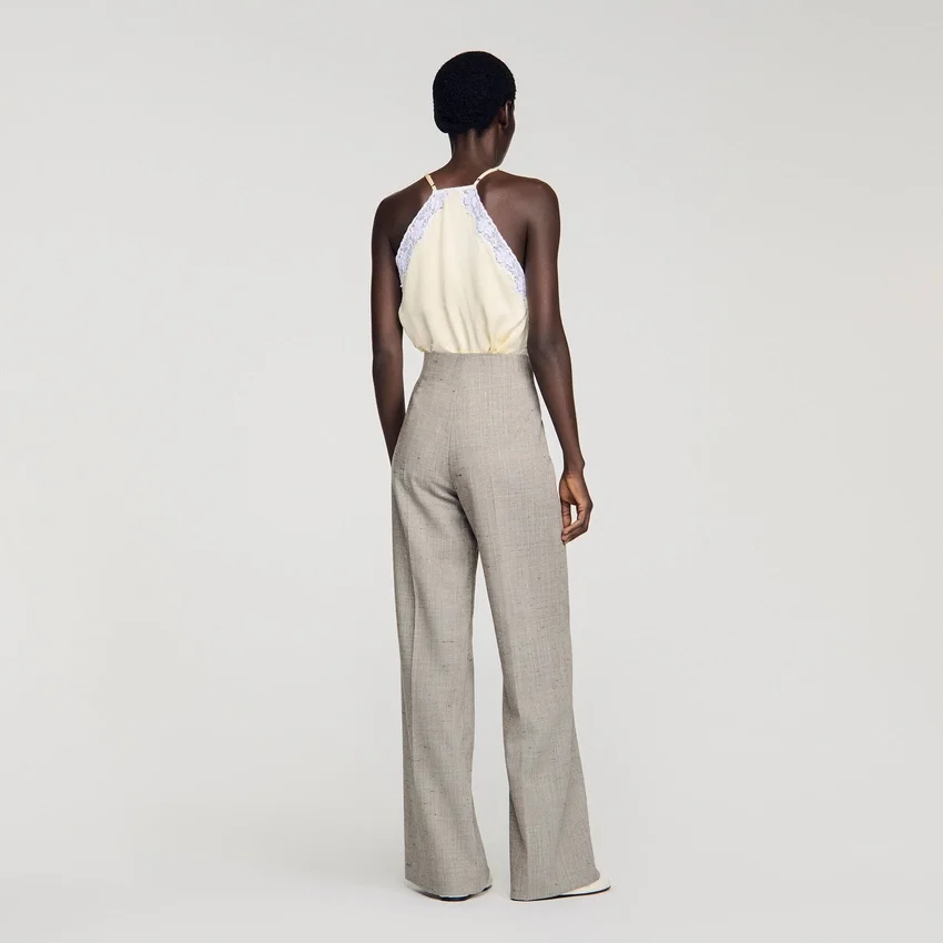 Wide-leg checked wool trousers Wide-leg checked wool trousers