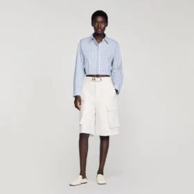 Wide-leg cotton Bermuda shorts