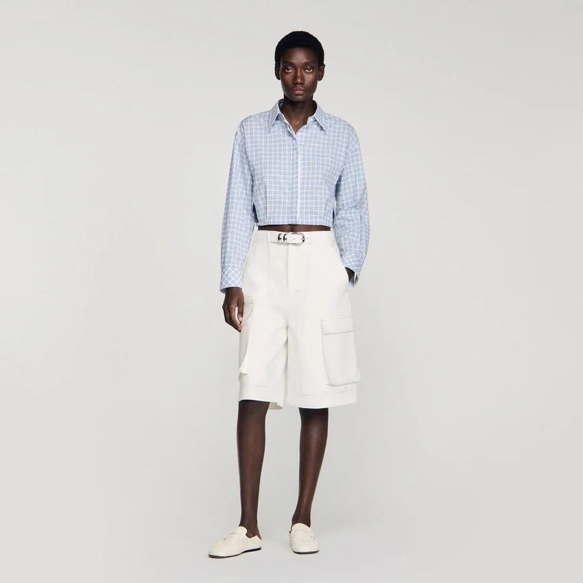 Wide-leg cotton Bermuda shorts Wide-leg cotton Bermuda shorts