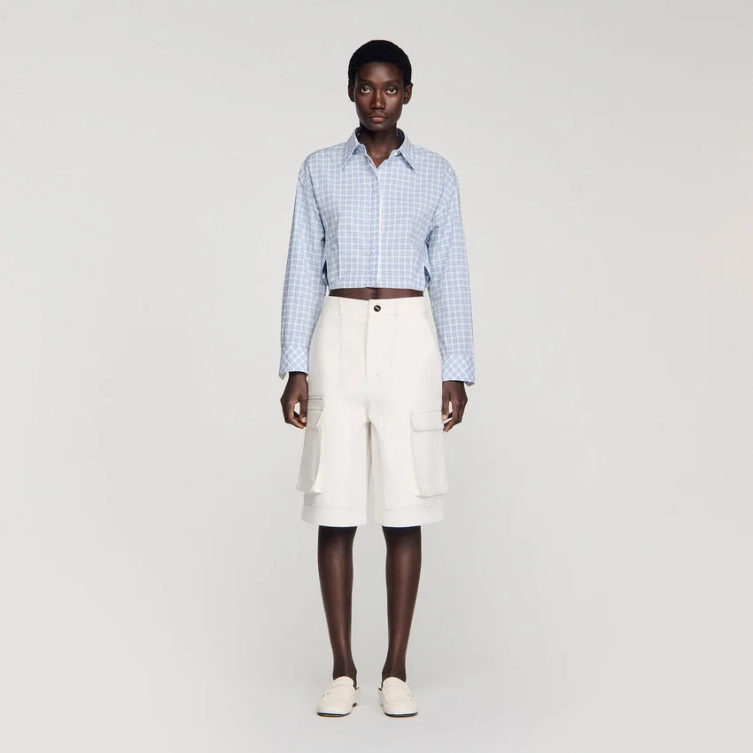 Wide-leg cotton Bermuda shorts Wide-leg cotton Bermuda shorts