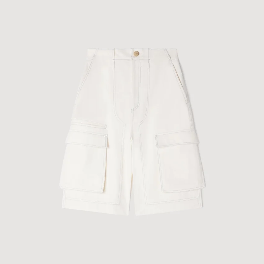 Wide-leg cotton Bermuda shorts Wide-leg cotton Bermuda shorts