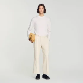 Wide-leg cotton linen trousers