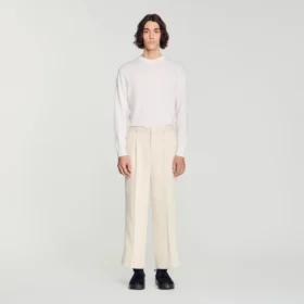 Wide-leg cotton linen trousers