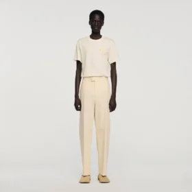 Wide-leg cotton trousers