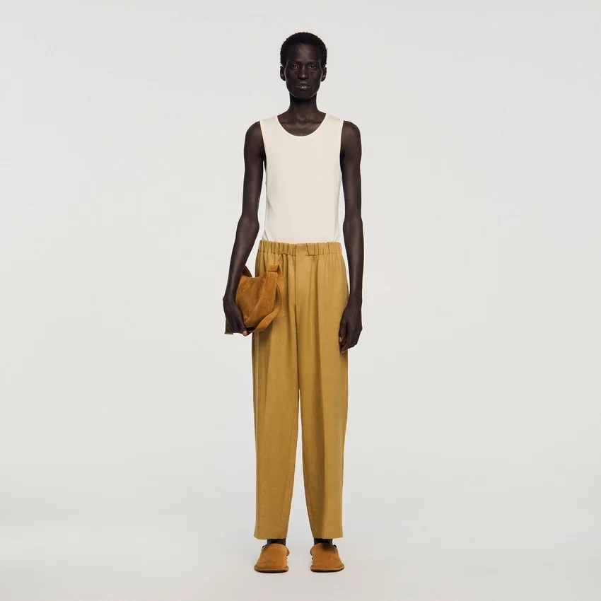 Wide-leg elasticated linen trousers Wide-leg elasticated linen trousers