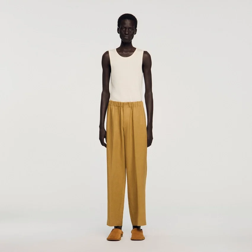Wide-leg elasticated linen trousers Wide-leg elasticated linen trousers