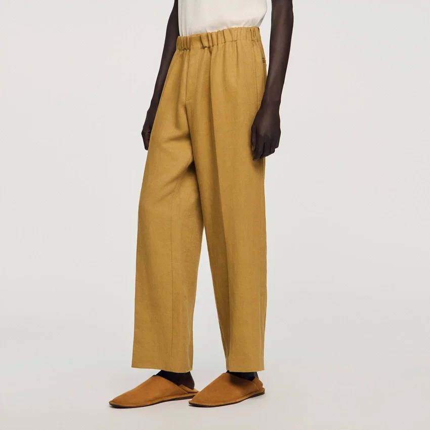 Wide-leg elasticated linen trousers Wide-leg elasticated linen trousers