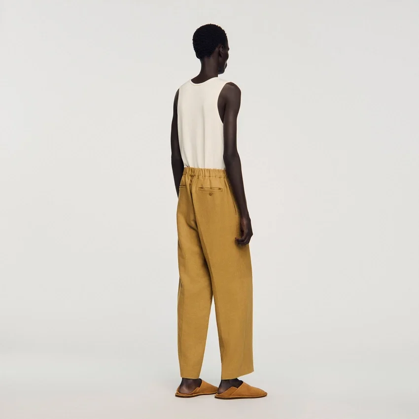 Wide-leg elasticated linen trousers Wide-leg elasticated linen trousers