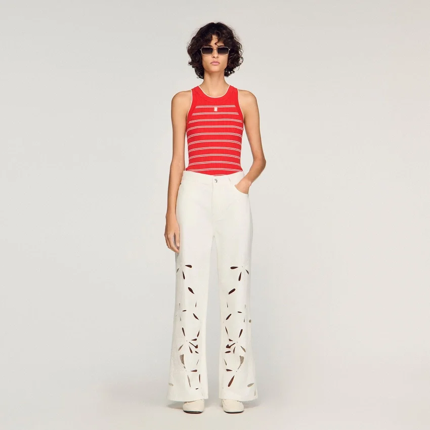 Wide-leg embroidered jeans Wide-leg embroidered jeans