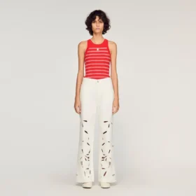 Wide-leg embroidered jeans