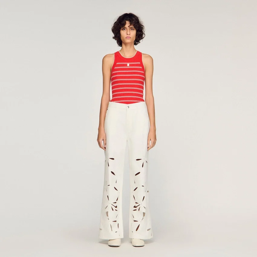 Wide-leg embroidered jeans Wide-leg embroidered jeans