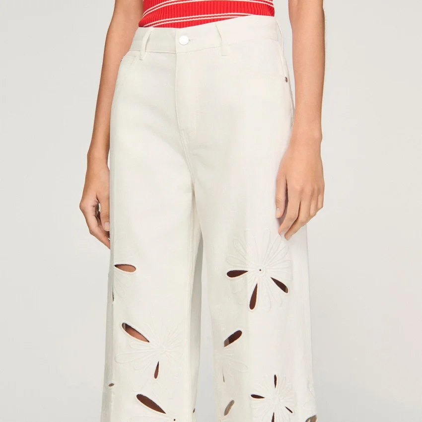 Wide-leg embroidered jeans Wide-leg embroidered jeans