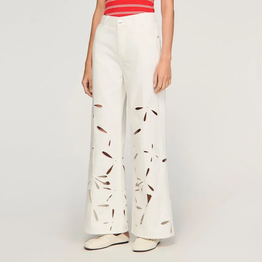 Wide-leg embroidered jeans Wide-leg embroidered jeans