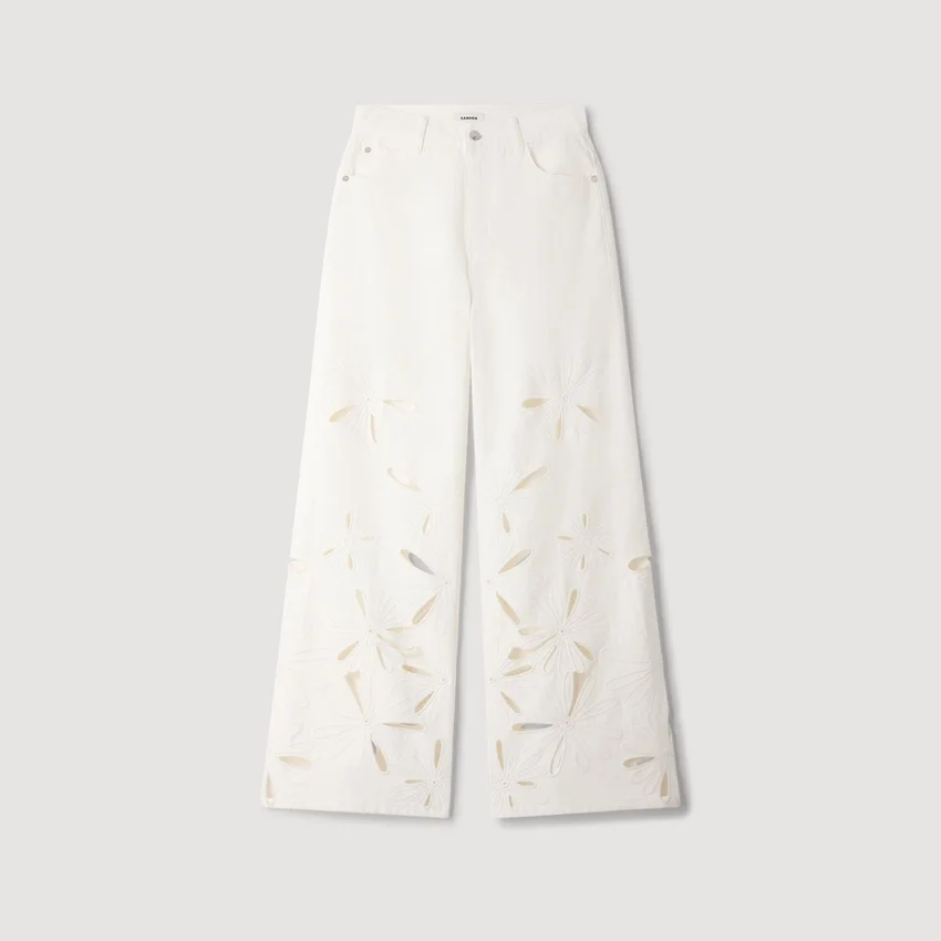 Wide-leg embroidered jeans Wide-leg embroidered jeans