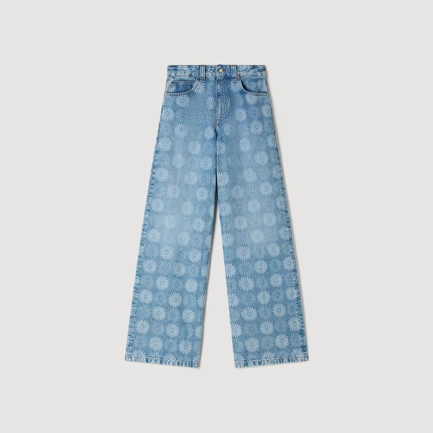 Wide-leg floral print jeans Wide-leg floral print jeans