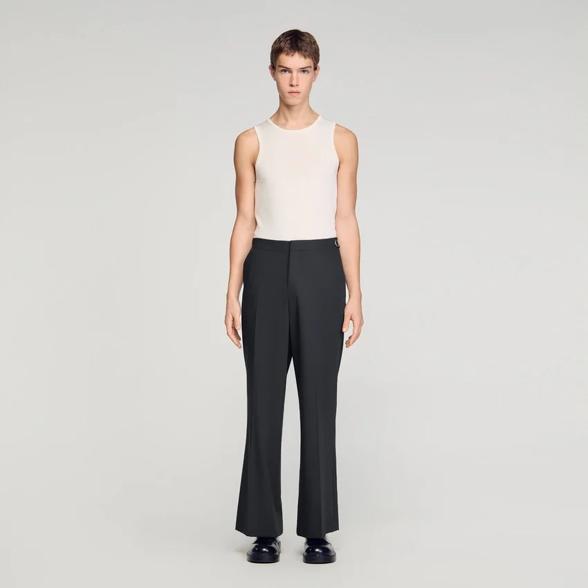 Wide-leg wool trousers with buckles Wide-leg wool trousers with buckles